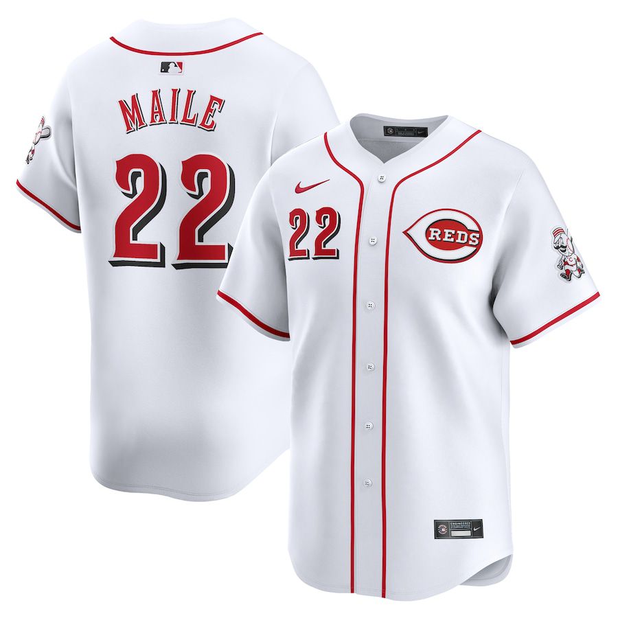 Men Cincinnati Reds 22 Luke Maile Nike White Home Limited Player MLB Jersey
